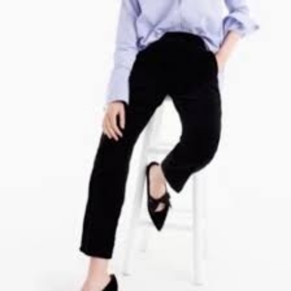 J. Crew #H2684 Black Velvet Elastic Waist Pull On Cropped Pants